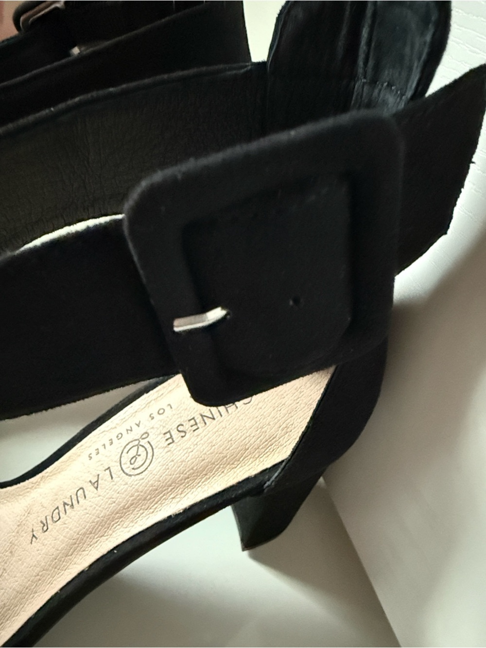 Chinese Laundry Rumor - Black Suede Open-Toe Ankle Strap Heel - Size 7 - Picture 3 of 13